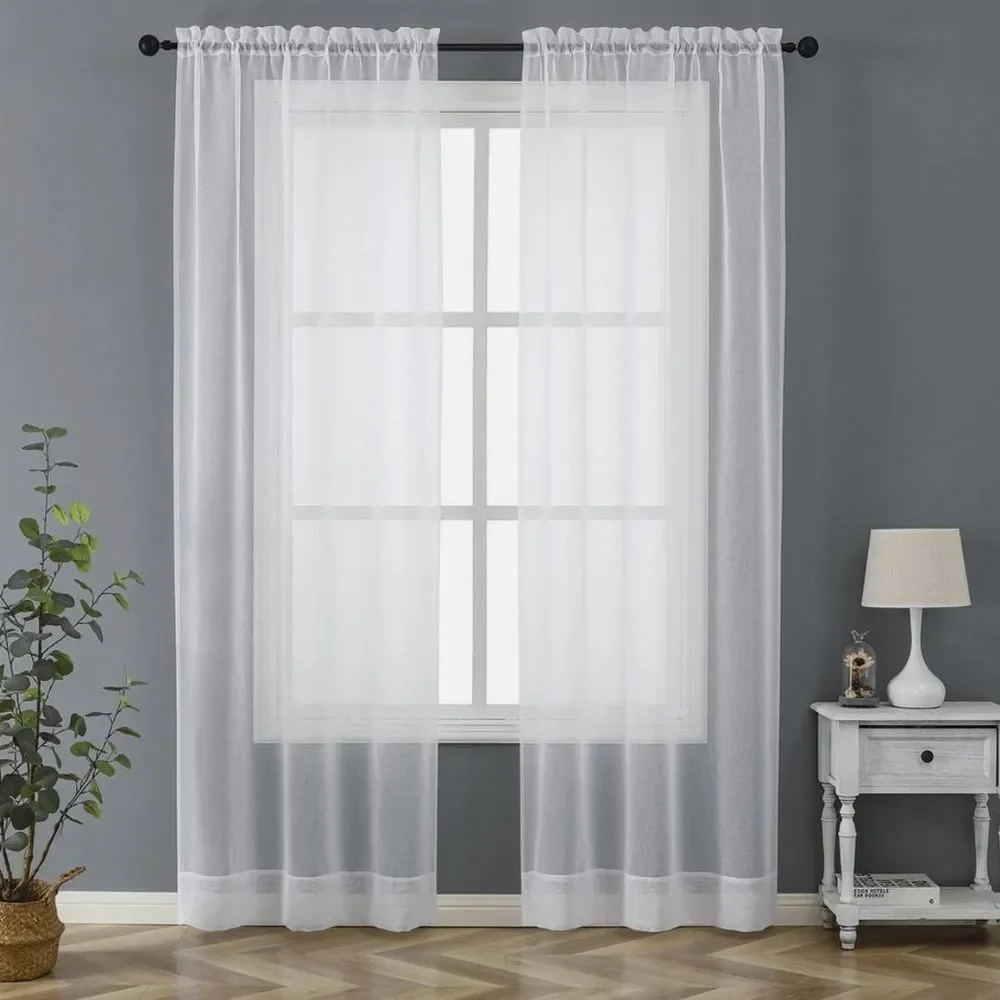 Modern white Solid Sheer Classic sheer Curtains Full-Length Accents